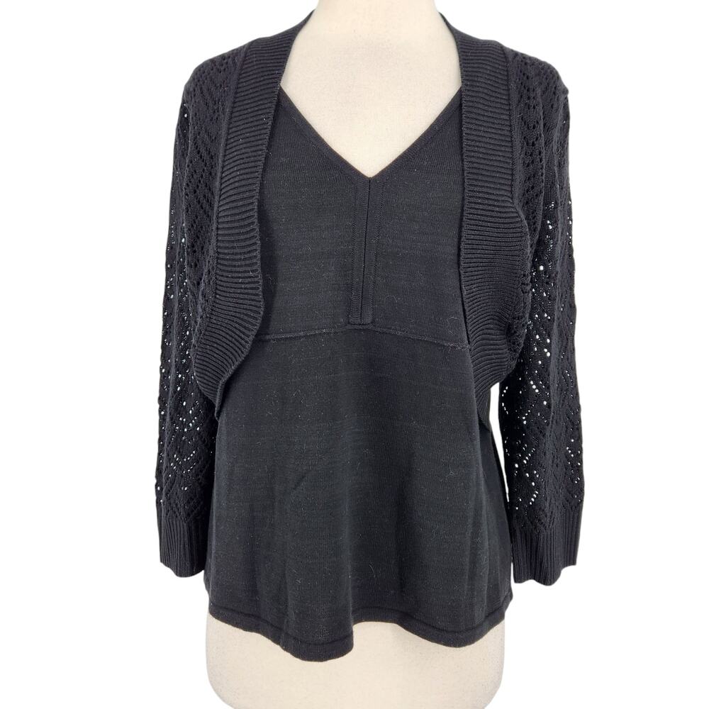Requirements Black Sweater with Attached Open Front Shrug